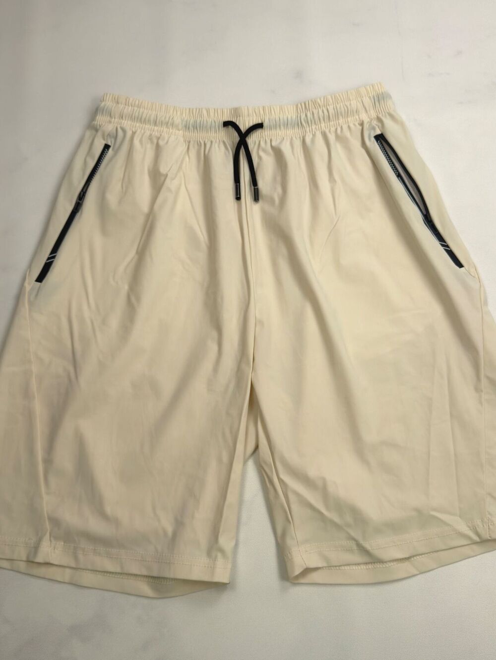 Boys Zippered Cream Track Shorts - Boys 15/16Y